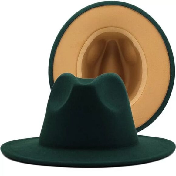 Army green with Caramel base Fedora Hat - Picture 1 of 1